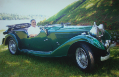 Ali in his 1936 Riley Lynx 12/4 'Special Series' Model, Regd. No. Z-2776. Ali is a vintage car enthusiast, and the car was previously owned by his maternal uncle Abdulla Ismail