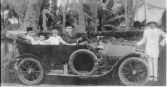 Ummu's father M.A.M. Ismail in his Fiat 'Zero' Model circa 1915 with his brother M.A.M. Hussein and nephews M.M. Mohamed and M.M. Haniffa