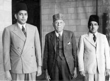Azeez (leader) and Moulavi Abul Hassan from Ceylon and another delegate at the World Muslim Conference in Karachi, Pakistan in 1951
