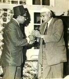 Azeez greeting Prof. Rezvi Sheriff at his wedding on 4.11.1973