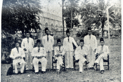CMSF Committee of Management 1945/46, Seated (L-R): M.H.S. Marikar, M. Mathany Ismail, A.M.A. Azeez (Chairman), T.B. Jayah & Dr. S.A. Imam, Standing (L-R): A.J.A. Cader, M.H.M. Naina Marikar, M.U.M. Saleem & A.J.M. Jameel