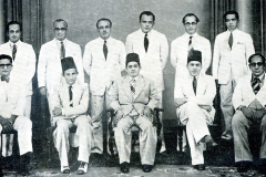 CMSF Committee of Management 1953 Seated (L-R): M.L.M. Mackeen, S.H.A. Wadood (Secretary), S.A.C. Shums (President BoT), A.M.A. Azeez (Chairman) & M. Mathany Ismail. Standing (L-R): A.J.M. Jameel, Dr. A.R.M. Waffarn, M.H.S. Marikar, M. Rafeek, M.H.M. Naina Marikar & M.U.M. Saleem.