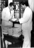Receiving books from Egypt through S.S. Issadeen in 1956