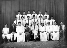 Cast of play 'Nilalkal' (Henrik Ibsen's 'Ghosts' in Tamil) produced by K. Sivathamby at Zahira College in 1957