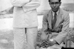 Azeez with his cousin A.L. Idroos (son of his paternal uncle Asena Lebbe Pulavar Alim, a Poet and Arabic-Tamil scholar) in Matale in 1937.