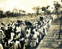 D.S. Senanayake  travelling in an Elephant drawn cart to the Harvest Festival in 1943.