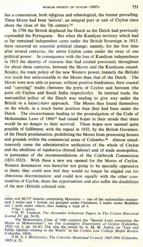 "Some Aspects of the Muslim Society of Ceylon with Special Reference to the Eighteen-Eighties"
