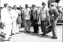 Commonwealth Parliamentary Association Conference delegates from Ceylon, D.B. Welagedera, V. Kumaraswamy, Bernard Aluwihare and A.M.A. Azeez, at Nairobi Airport in 1954