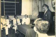 Dr. Mahmood Hassan presiding at the All-Ceylon YMMA Conference Seminar on Language of the Ceylonese Muslims at Zahira College 1959