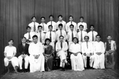 Cast of play 'Nilalkal' (Henrik Ibsen's 'Ghosts' in Tamil) produced by K. Sivathamby at Zahira College in 1957