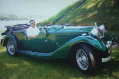 Ali in his 1936 Riley Lynx 12/4 \'Special Series\' Model, Regd. No. Z-2776. Ali is a vintage car enthusiast, and the car was previously owned by his maternal uncle Abdulla Ismail